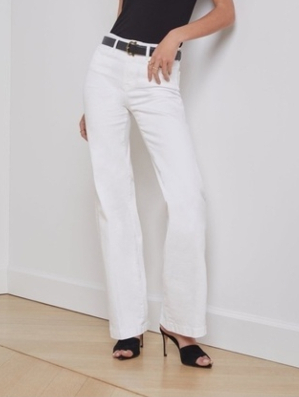 L'agence Strechy Wide-Leg High-Rise Blanc White Jeans Rn# 126654 Size 28